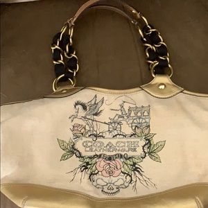 Coach fabric and leather bag